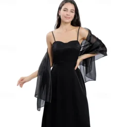 Ladiery Silky Shawls and Wraps for Evening Dresses Women Sheer Soft Bridesmaid Wedding Formal Party Organza Shawl