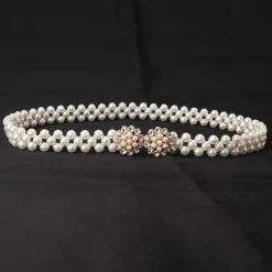 ladies pearl waist chain korean version rhinestone pearl decorative belt fashion sweet dress elastic belt women wholesale