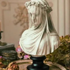 Lady Statue, Veiled Lady Bust Greek Goddess Statue Abstract Victorian Veiled Maiden Statue Statue Home Decor Aesthetic for Home Art Collection Ornament