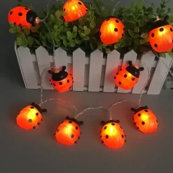 Ladybugs Led String Lights Fairy Light 3M 20LEDs 1.5M 10LEDs Battery Powered Outdoor Garden Fence Christmas Halloween Garland Holiday Decorative