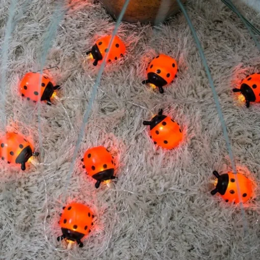 Ladybugs Led String Lights Fairy Light 3M 20LEDs 1.5M 10LEDs Battery Powered Outdoor Garden Fence Christmas Halloween Garland Holiday Decorative