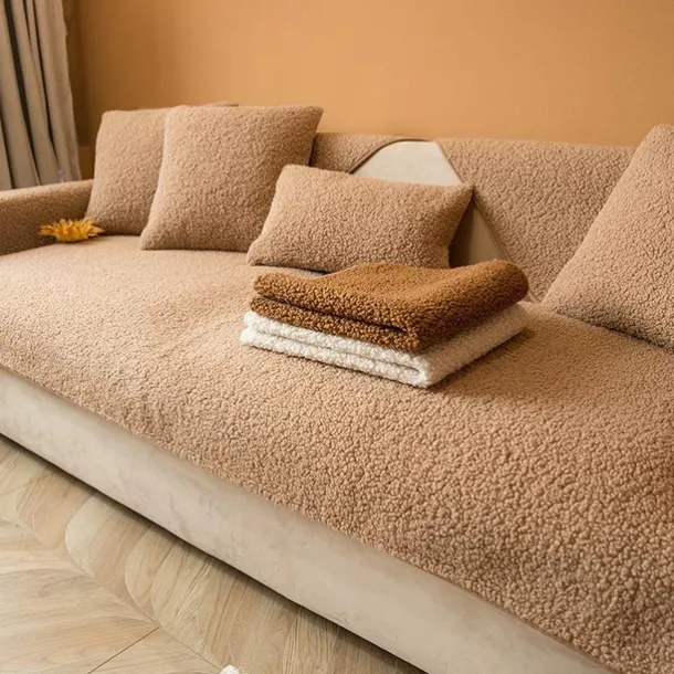 Lamb Velvet Sectional Couch Covers Sofa Slipcover Sofa Seat Cover Sectional Couch Covers,Furniture Protector Anti-Slip Couch Covers for Dogs Cats Kids(Sold by Piece/Not All Set)