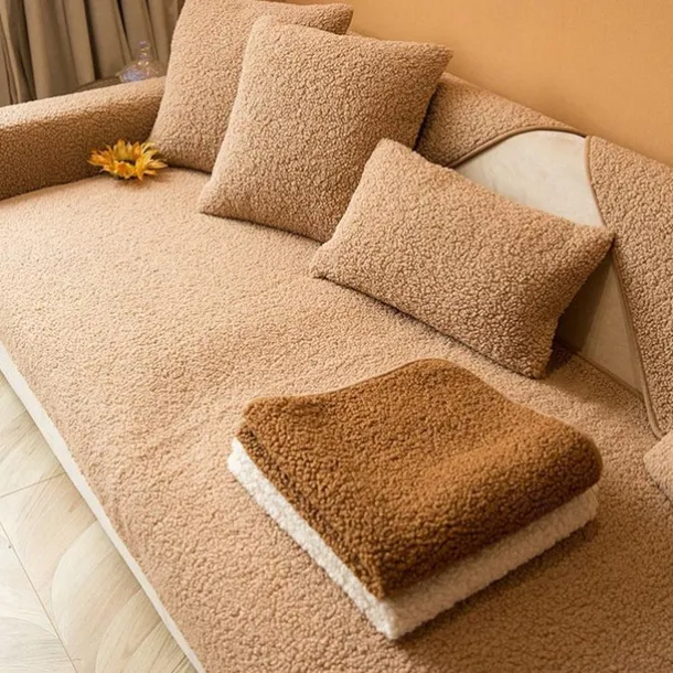 Lamb Velvet Sectional Couch Covers Sofa Slipcover Sofa Seat Cover Sectional Couch Covers,Furniture Protector Anti-Slip Couch Covers for Dogs Cats Kids(Sold by Piece/Not All Set)