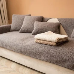 Lamb Velvet Sectional Couch Covers Sofa Slipcover Sofa Seat Cover Sectional Couch Covers,Furniture Protector Anti-Slip Couch Covers for Dogs Cats Kids(Sold by Piece/Not All Set)