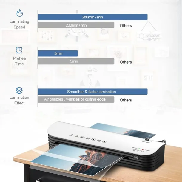 Laminator Machine 4 in 1 Thermal Laminator Quick Warm-Up Paper Trimmer 9 inches Max Width