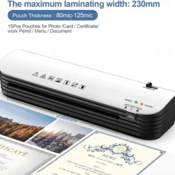Laminator Machine 4 in 1 Thermal Laminator Quick Warm-Up Paper Trimmer 9 inches Max Width