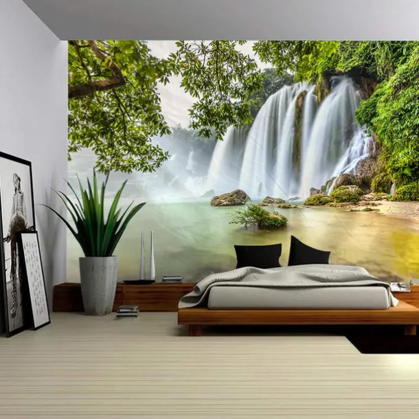 Landscape Waterfall Hanging Tapestry Wall Art Large Tapestry Mural Decor Photograph Backdrop Blanket Curtain Home Bedroom Living Room Decoration