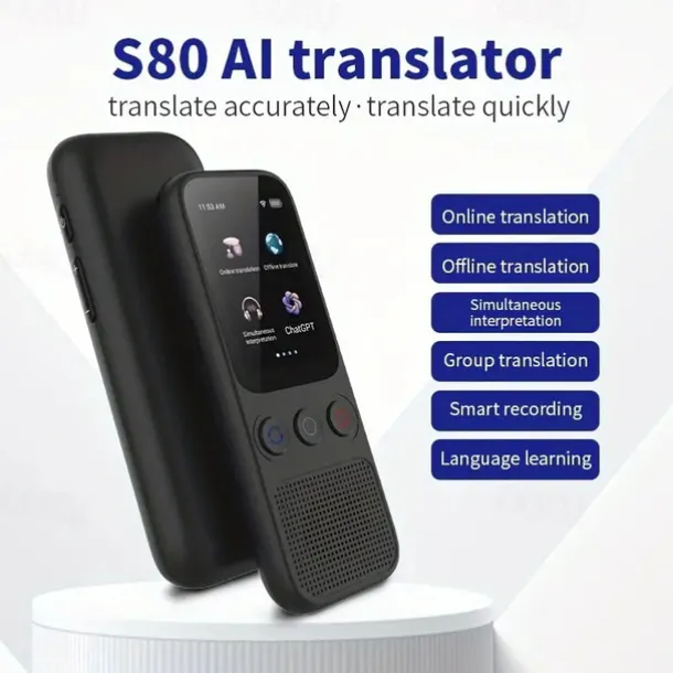 Language Translation Device Two-way Real-time Voice Translation Supports 138 Languages Accurate Offline And Recording 2 Hd Inch Touch Screen For Travel Business And Study