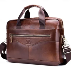 Laptop Briefcases 16" inch Compatible with Macbook Air Pro, HP, Dell, Lenovo, Asus, Acer, Chromebook Notebook Expandable Bag Waterpoof Shock Proof With Handle Leather Solid Color for Business Office