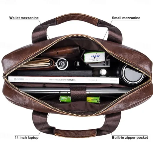 Laptop Briefcases 16" inch Compatible with Macbook Air Pro, HP, Dell, Lenovo, Asus, Acer, Chromebook Notebook Expandable Bag Waterpoof Shock Proof With Handle Leather Solid Color for Business Office