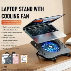 Laptop Stand With Cooling Fan Foldable Laptop Radiator And Holder Cooling Pad Bracket With Silent Fan For Macbook Tablet Notebook Stand Table For Laptop Accessories