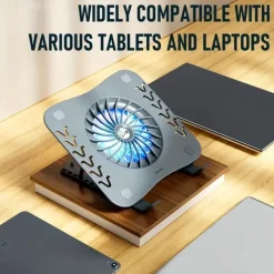 Laptop Stand With Cooling Fan Foldable Laptop Radiator And Holder Cooling Pad Bracket With Silent Fan For Macbook Tablet Notebook Stand Table For Laptop Accessories