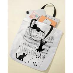 Large Capacity Tote Bag with 3D Cat Print and Paw Patterns – Casual Lightweight Shopping Bag for Cat Lovers, Perfect for Daily Use and Gift Giving