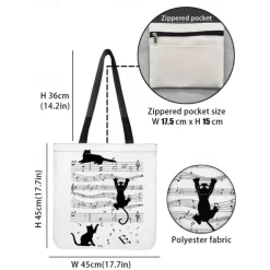 Large Capacity Tote Bag with 3D Cat Print and Paw Patterns – Casual Lightweight Shopping Bag for Cat Lovers, Perfect for Daily Use and Gift Giving