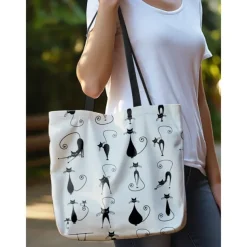 Large Capacity Tote Bag with 3D Cat Print and Paw Patterns – Casual Lightweight Shopping Bag for Cat Lovers, Perfect for Daily Use and Gift Giving