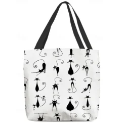Large Capacity Tote Bag with 3D Cat Print and Paw Patterns – Casual Lightweight Shopping Bag for Cat Lovers, Perfect for Daily Use and Gift Giving