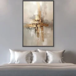 Large hand painted Gold Leaf Painting On Canvas Abstract Beige Oil Painting Luxury Art Textured Painting Hand Painted Art Golden oil painting Wall Decoration for hotel decoration