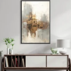Large hand painted Gold Leaf Painting On Canvas Abstract Beige Oil Painting Luxury Art Textured Painting Hand Painted Art Golden oil painting Wall Decoration for hotel decoration
