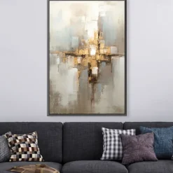 Large hand painted Gold Leaf Painting On Canvas Abstract Beige Oil Painting Luxury Art Textured Painting Hand Painted Art Golden oil painting Wall Decoration for hotel decoration