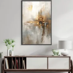 Large hand painted Gold Leaf Painting On Canvas Abstract Beige Oil Painting Luxury Art Textured Painting Hand Painted Art Golden oil painting Wall Decoration for hotel decoration
