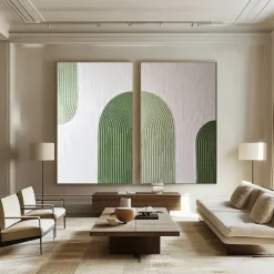 Large Handpainted Abstract 3DOil painting on Canvas handmade Minimalist Wall Art Modern Textured Green Painting Oversized Canvas Art Room Decoration