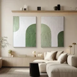 Large Handpainted Abstract 3DOil painting on Canvas handmade Minimalist Wall Art Modern Textured Green Painting Oversized Canvas Art Room Decoration