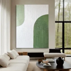 Large Handpainted Abstract 3DOil painting on Canvas handmade Minimalist Wall Art Modern Textured Green Painting Oversized Canvas Art Room Decoration