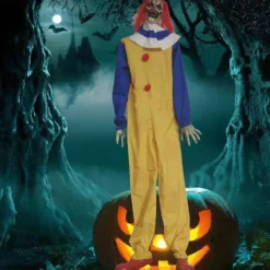 Large Outdoor Clown Electric Sensor Sound and Light Halloween Garden Decoration Props with Movement Sound and Lights