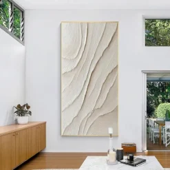 Large white oil painting handmade 3D White Canvas Oil Painting handmade Abstract painting handmade Wall Art pattle Knife wave Painting Light Luxury oil painting for Living Room bedroom wall Decor