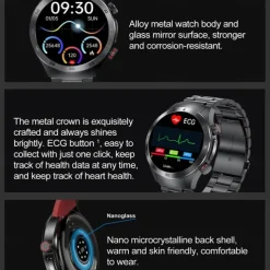 Laser Physiotherapy Blood Glucose Smart Health Watch Fitness Running Watch Bluetooth Temperature Monitoring Pedometer Compatible with Android iOS Women Men IP67 Waterproof