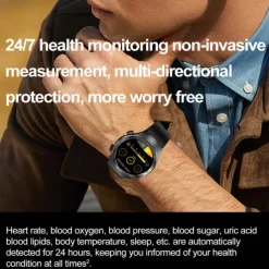 Laser Physiotherapy Blood Glucose Smart Health Watch Fitness Running Watch Bluetooth Temperature Monitoring Pedometer Compatible with Android iOS Women Men IP67 Waterproof