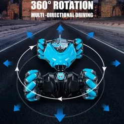 Latest 4WD 1:14 Scale Remote Control Stunt Car 2.4G Wireless RC Drift Car Led Lights Watch Gesture Sensor Rotating Children's Toy Gift