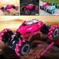 Latest 4WD 1:14 Scale Remote Control Stunt Car 2.4G Wireless RC Drift Car Led Lights Watch Gesture Sensor Rotating Children's Toy Gift