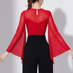 Latin Dance Ballroom Dance Leotard / Onesie Hollow-out Pure Color Splicing Women's Performance Training Long Sleeve High Polyester
