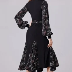 Latin Dance Ballroom Dance Dress Splicing Women's Performance Daily Wear Long Sleeve Crystal Cotton