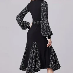 Latin Dance Ballroom Dance Dress Splicing Women's Performance Daily Wear Long Sleeve Crystal Cotton