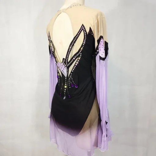 Latin Dance Ballroom Dance Gymnastics Dress Glitter Acrylic Jewels Splicing Women's Girls' Performance Party Long Sleeve Natural Elastic Mesh Elastane