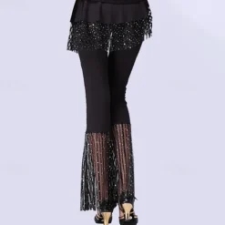 Latin Dance Ballroom Dance Pants Ruffles Pure Color Splicing Women's Performance Training High Spandex