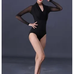 Latin Dance Dance Costumes Leotard / Onesie Pure Color Women's Performance Training Long Sleeve High Milk Fiber