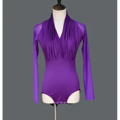 Latin Dance Dance Costumes Leotard / Onesie Pure Color Women's Performance Training Long Sleeve High Milk Fiber