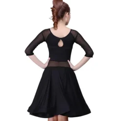 Latin Dance Dress Leopard Print Solid Splicing Women's Training Performance Half Sleeve High Spandex