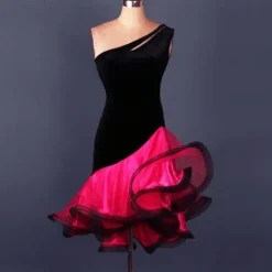 Latin Dance Dress Ruffles Split Joint Women's Performance Practise Sleeveless Spandex Organza