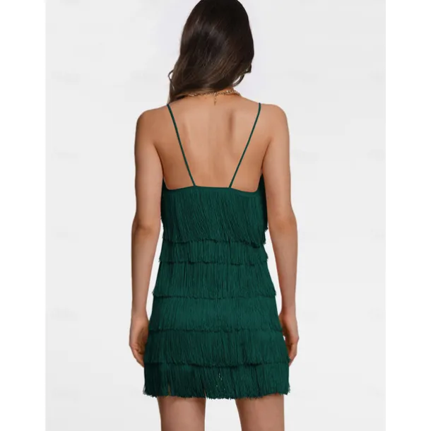 Latin Dance Dress Tassel Pure Color Women's Performance Party Sleeveless High Terylene