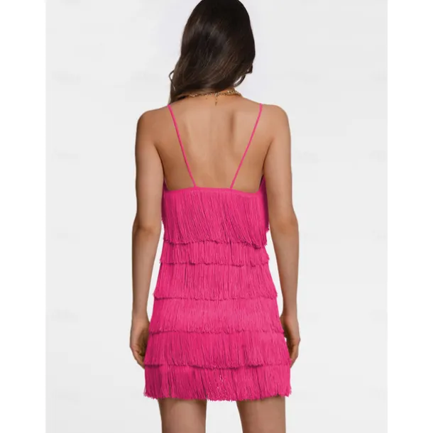 Latin Dance Dress Tassel Pure Color Women's Performance Party Sleeveless High Terylene