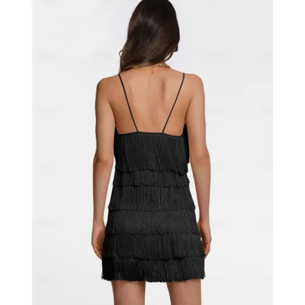 Latin Dance Dress Tassel Pure Color Women's Performance Party Sleeveless High Terylene