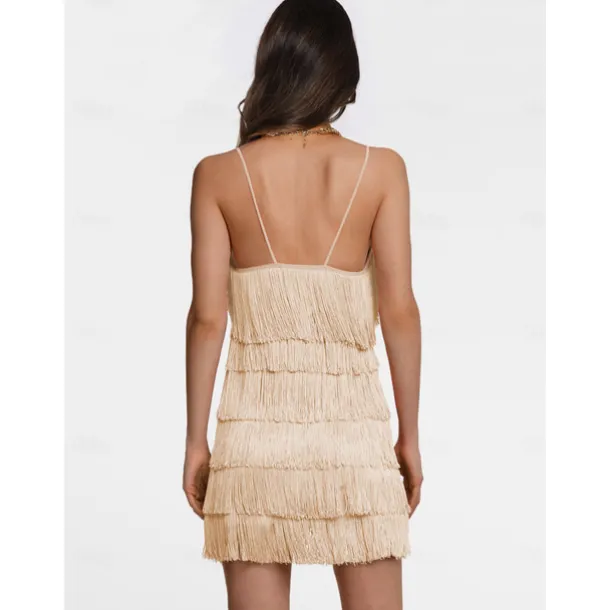 Latin Dance Dress Tassel Pure Color Women's Performance Party Sleeveless High Terylene