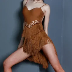 Latin Dance Exotic Dancewear Latin Salsa Dance Dress Fringed Tassel Women's Performance Daily Wear Sleeveless Chinlon