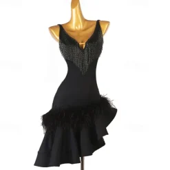 Latin Dance Exotic Dancewear Dress Crystals / Rhinestones Women's Performance Daily Wear Sleeveless Spandex