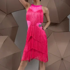 Latin Dance Exotic Dancewear Latin Salsa Dance Dress Tassel Women's Performance Daily Wear Sleeveless Chinlon