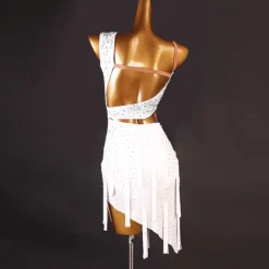 Latin Dance Exotic Dancewear Latin Salsa Dance Dress Tassel Crystals / Rhinestones Women's Performance Daily Wear Sleeveless Spandex